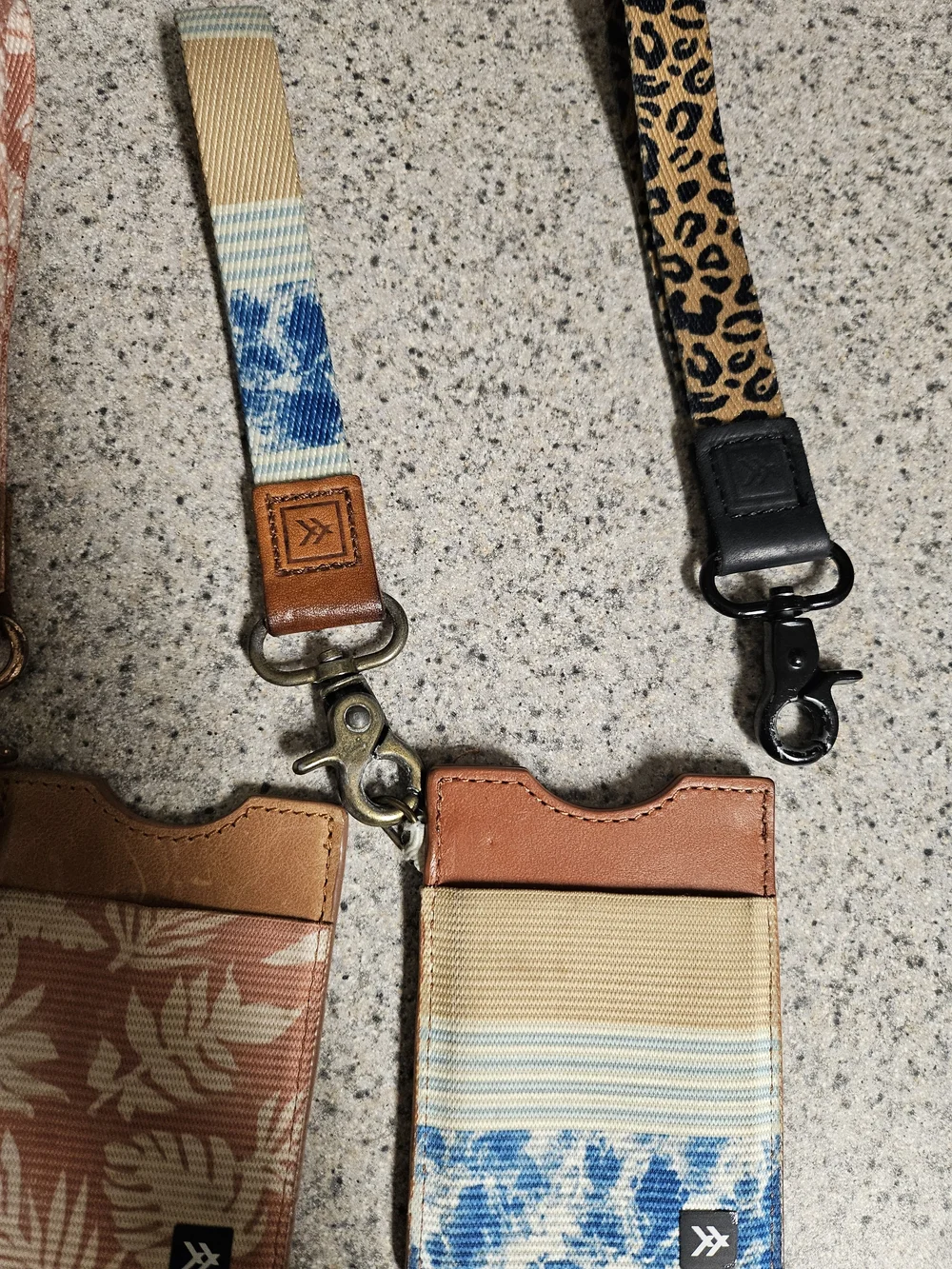 Thread Wallets Patterned Card Lanyard Wallets in Blue, Coral, Tan & Leopard